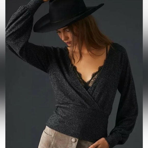 Anthropologie Brushed Ribbed Surplice Wrap Sweater - Picture 14 of 14